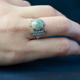 Perpetua asymmetrical ring with amazonite