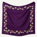 Carré Cenefa Rosas Berenjena Lana