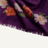 Carré Cenefa Rosas Berenjena Lana