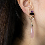 Perpetual teardrop earrings with chalcedony