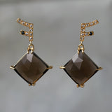 Perpetua rhombus earrings with smoky quartz