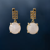 Perpetua round earrings with rose quartz