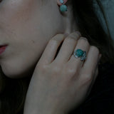 Perpetua asymmetrical ring with amazonite