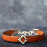 Perpetua leather-rhodium plated silver bracelet